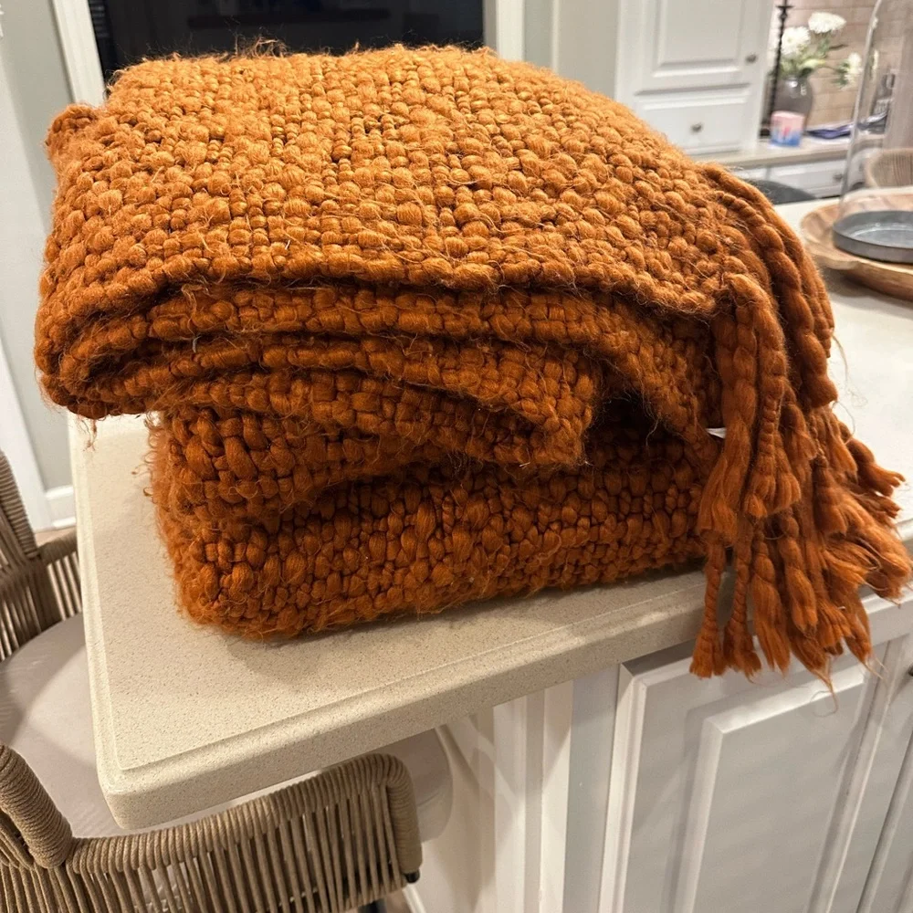 West Elm Terracotta Knit Throw Blanket